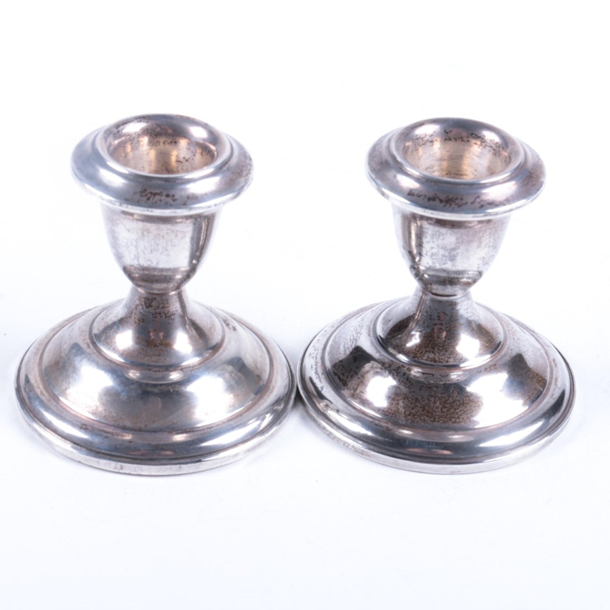 Short Weighted Sterling Silver Candleholders