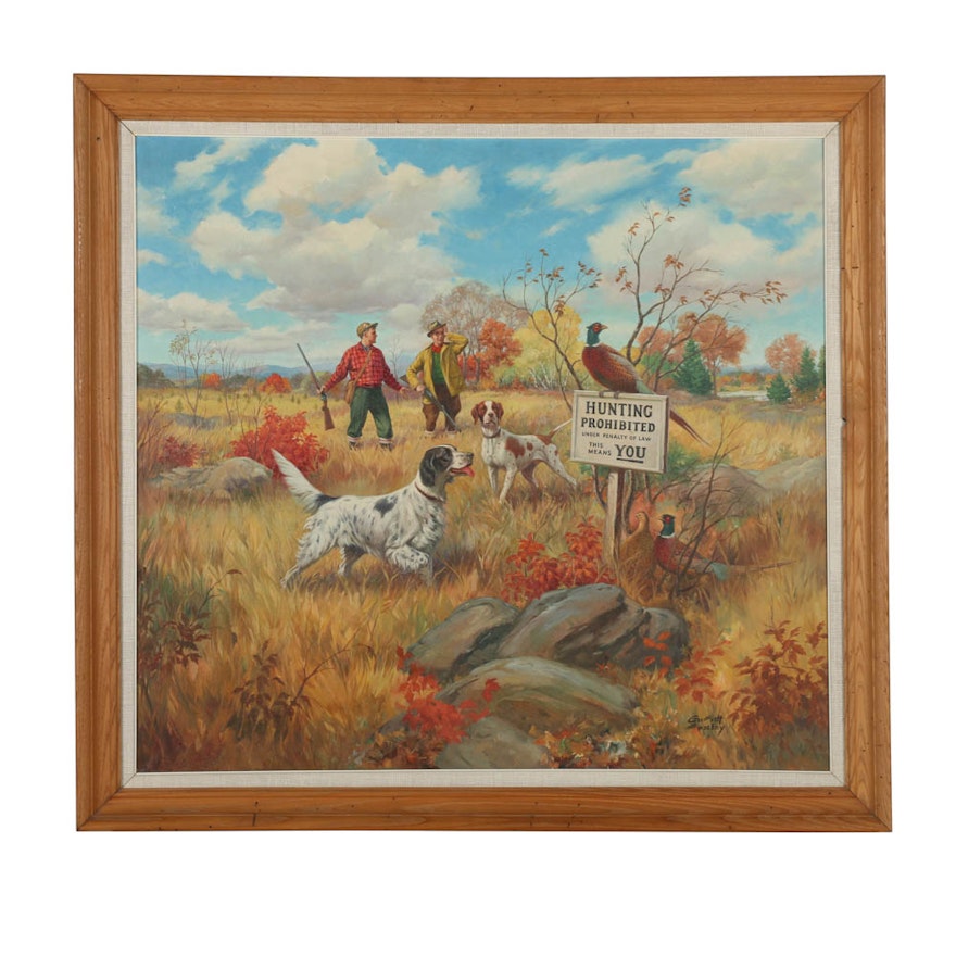 Griffith Foxley Oil Painting on Canvas Hunting Scene