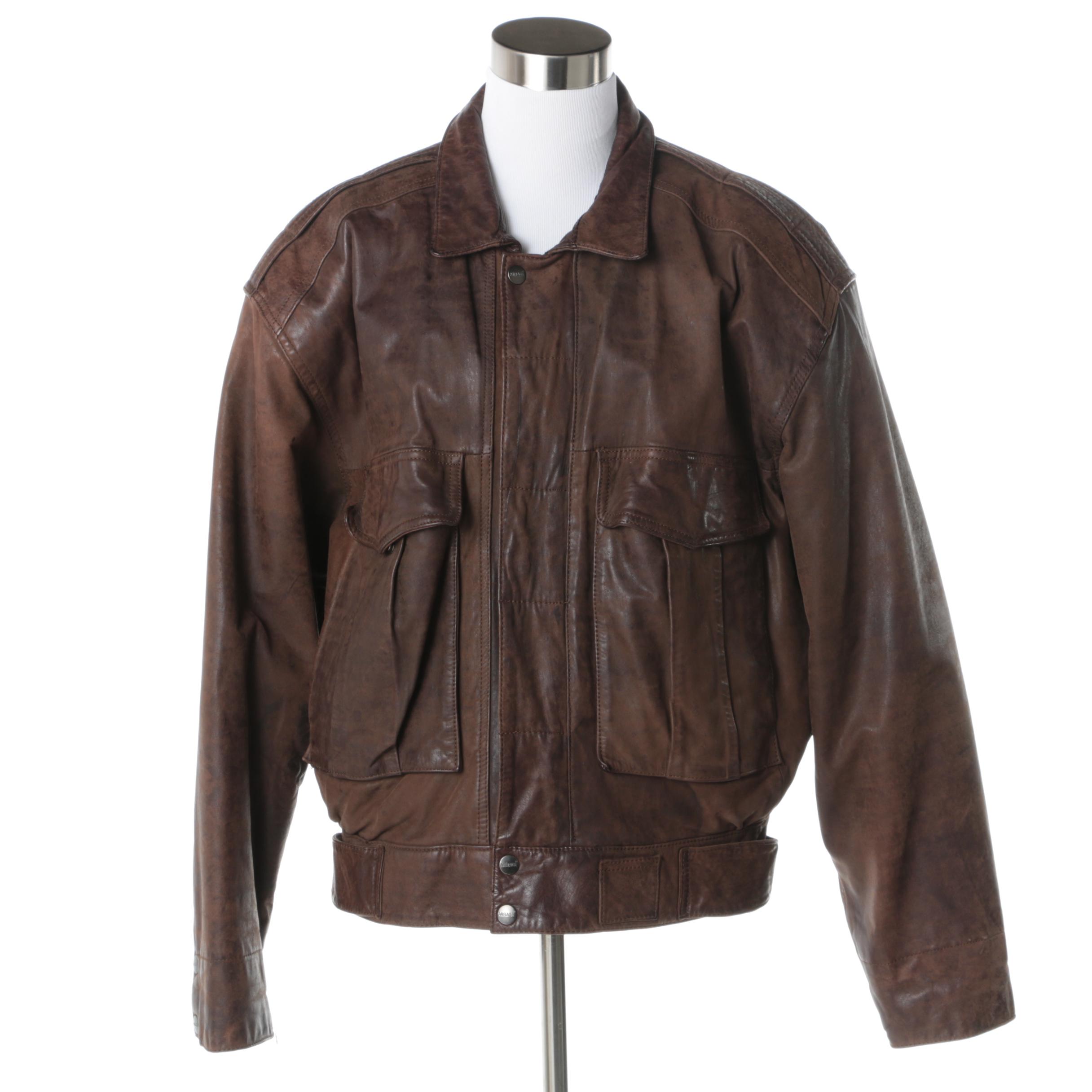 Men's Mirage Brown Leather Bomber Jacket