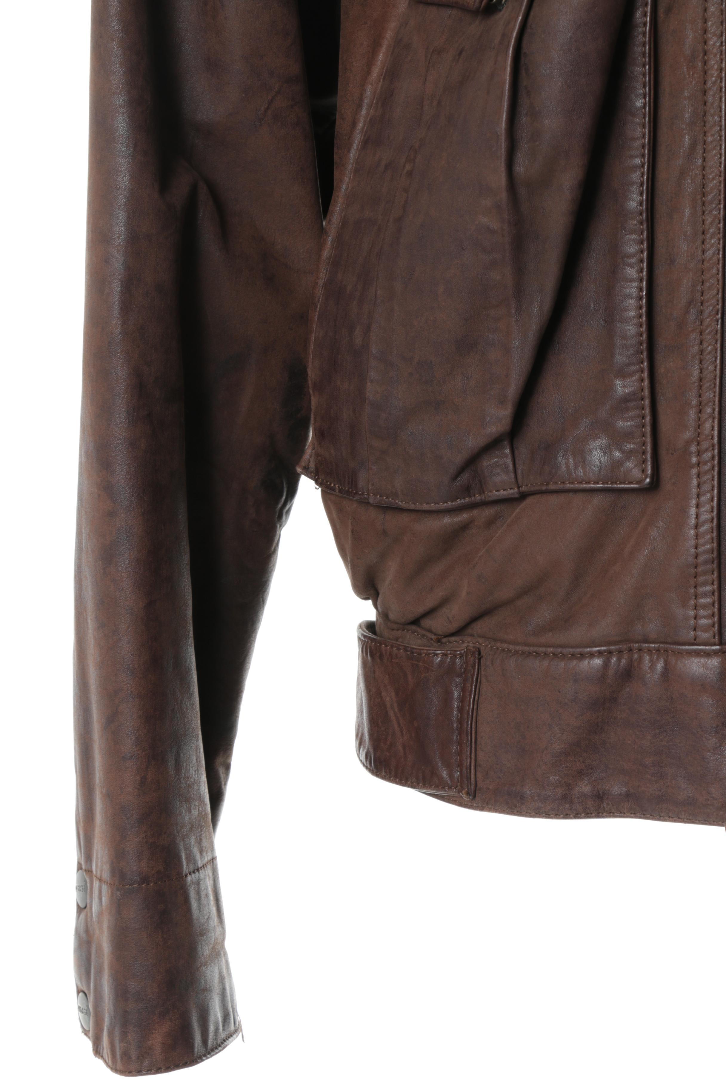 Men's Mirage Brown Leather Bomber Jacket