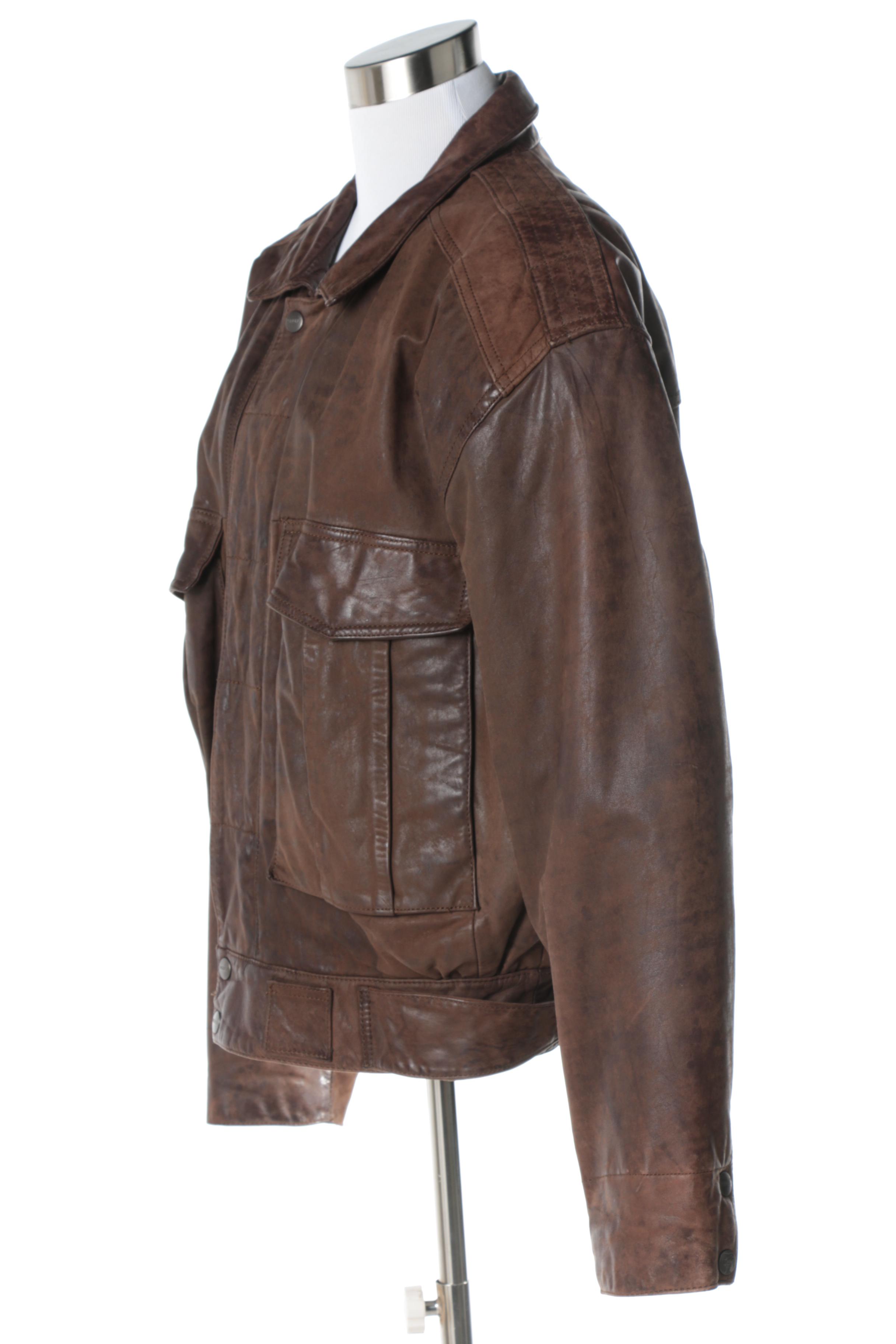 Men's Mirage Brown Leather Bomber Jacket