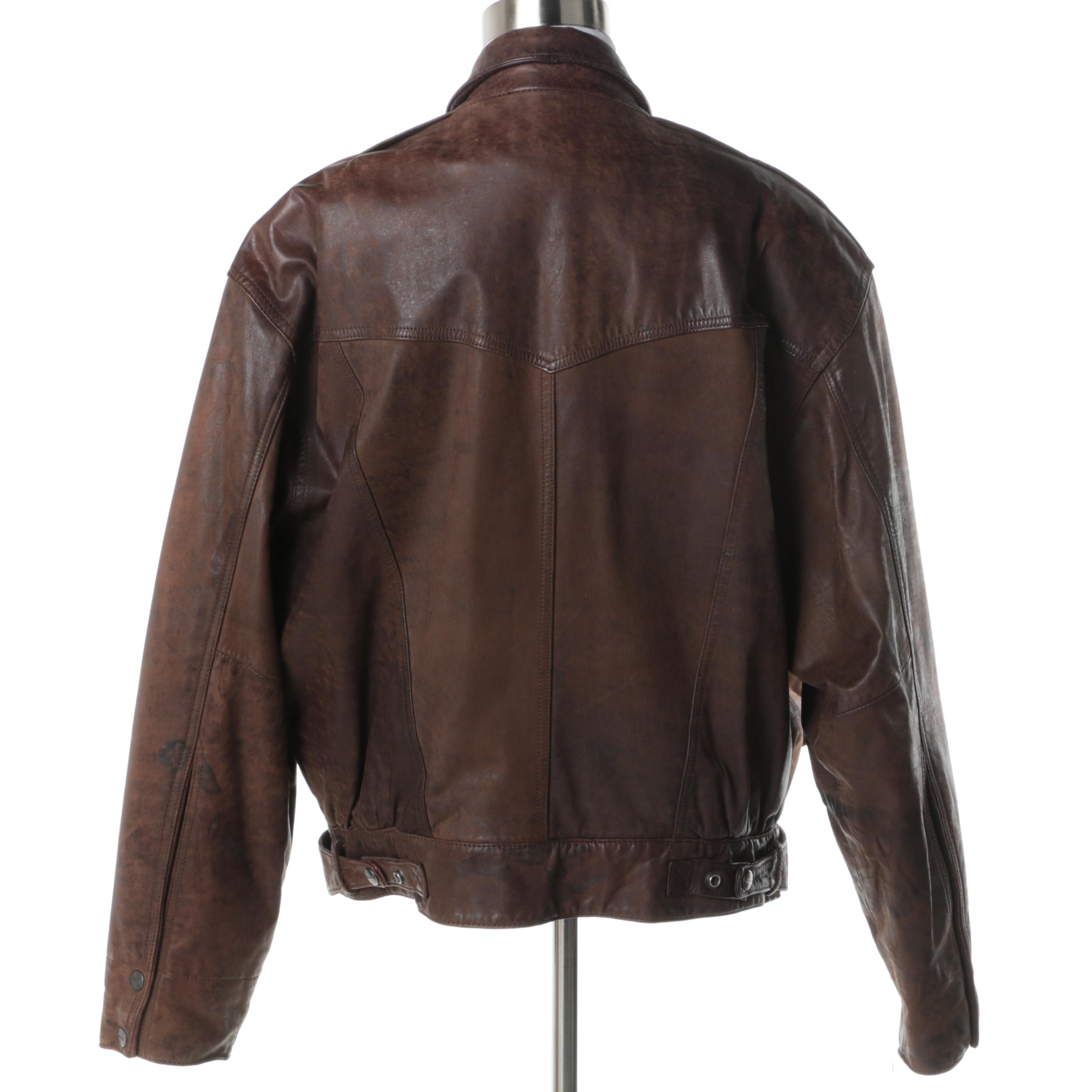 Men's Mirage Brown Leather Bomber Jacket