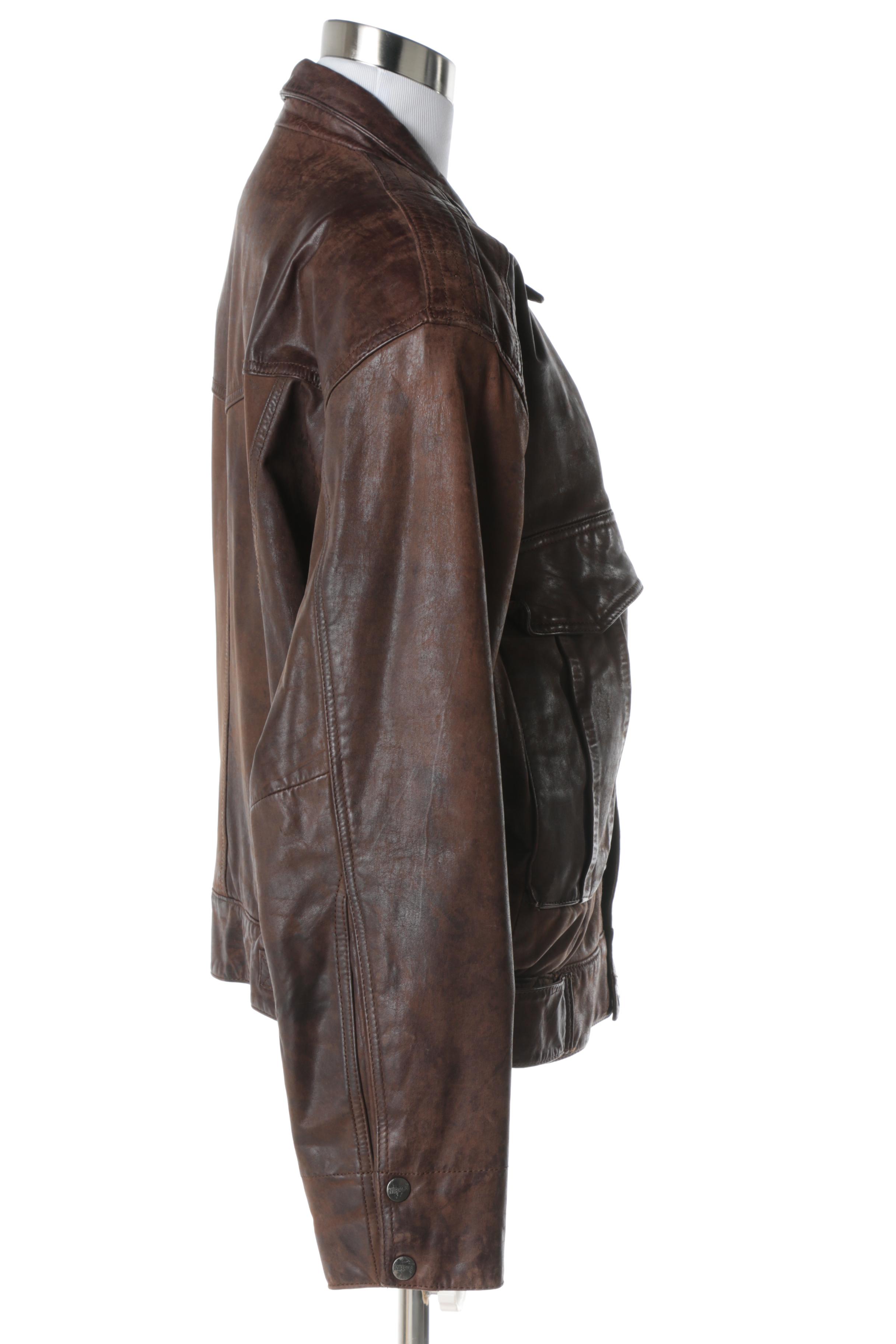 Men's Mirage Brown Leather Bomber Jacket