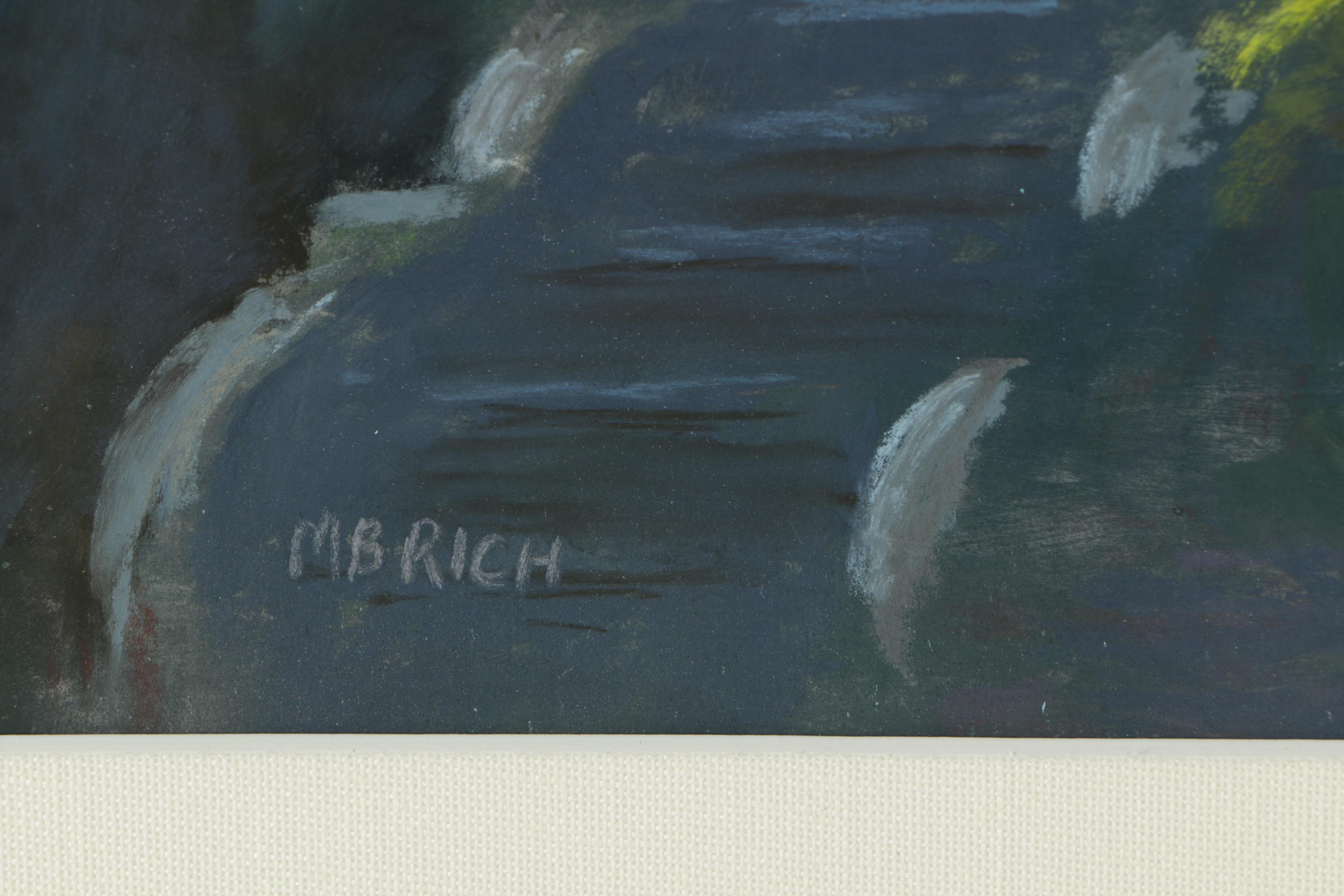 M.B. Rich Pastel Drawing on Paper of Brownstone Row Houses