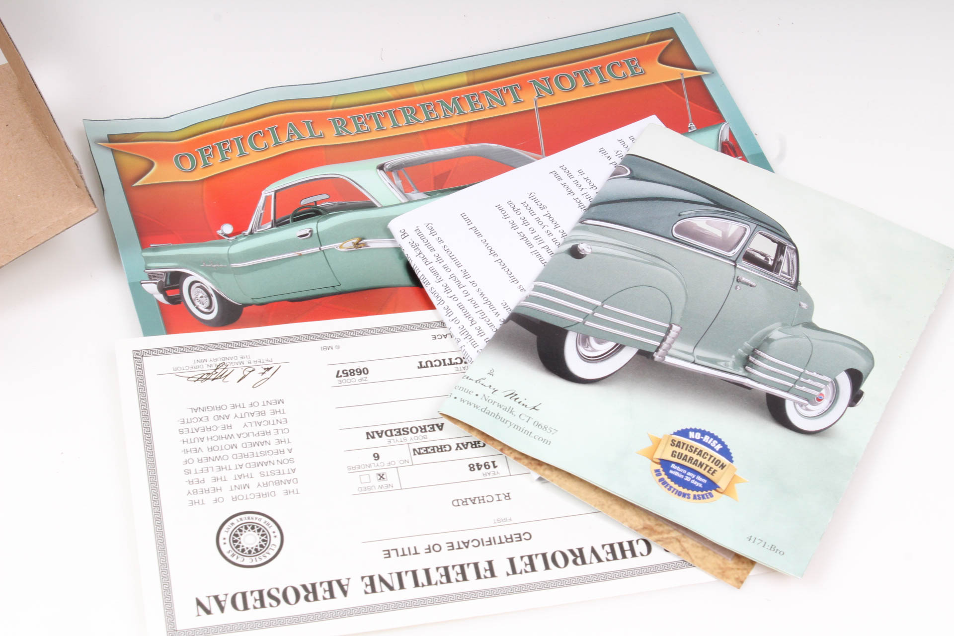 Danbury Mint 1948 Chevrolet Fleetline Aerosedan Die Cast Car