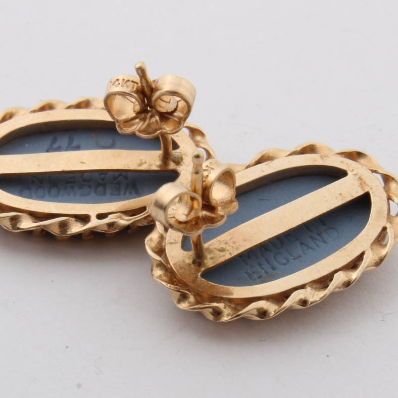 14K Yellow Gold Wedgwood Earrings