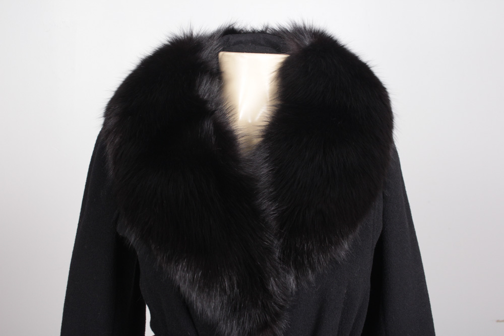 Vintage Saks Fifth Avenue Cashmere Coat with Fox Fur Collar