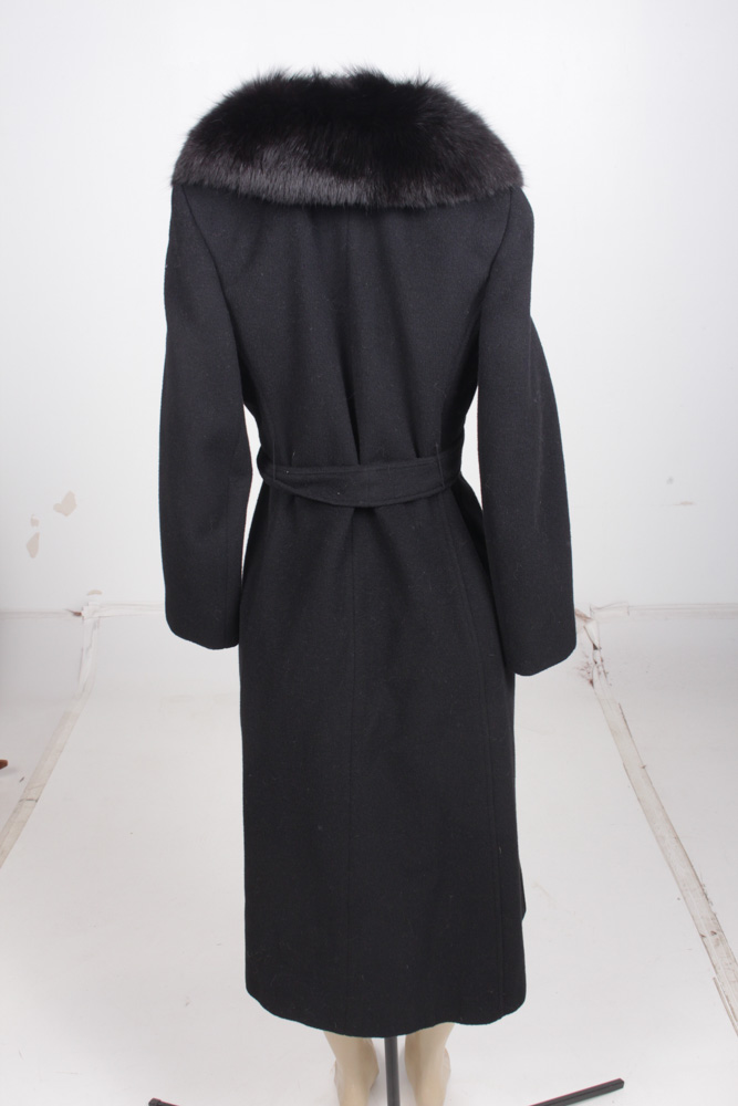 Vintage Saks Fifth Avenue Cashmere Coat with Fox Fur Collar