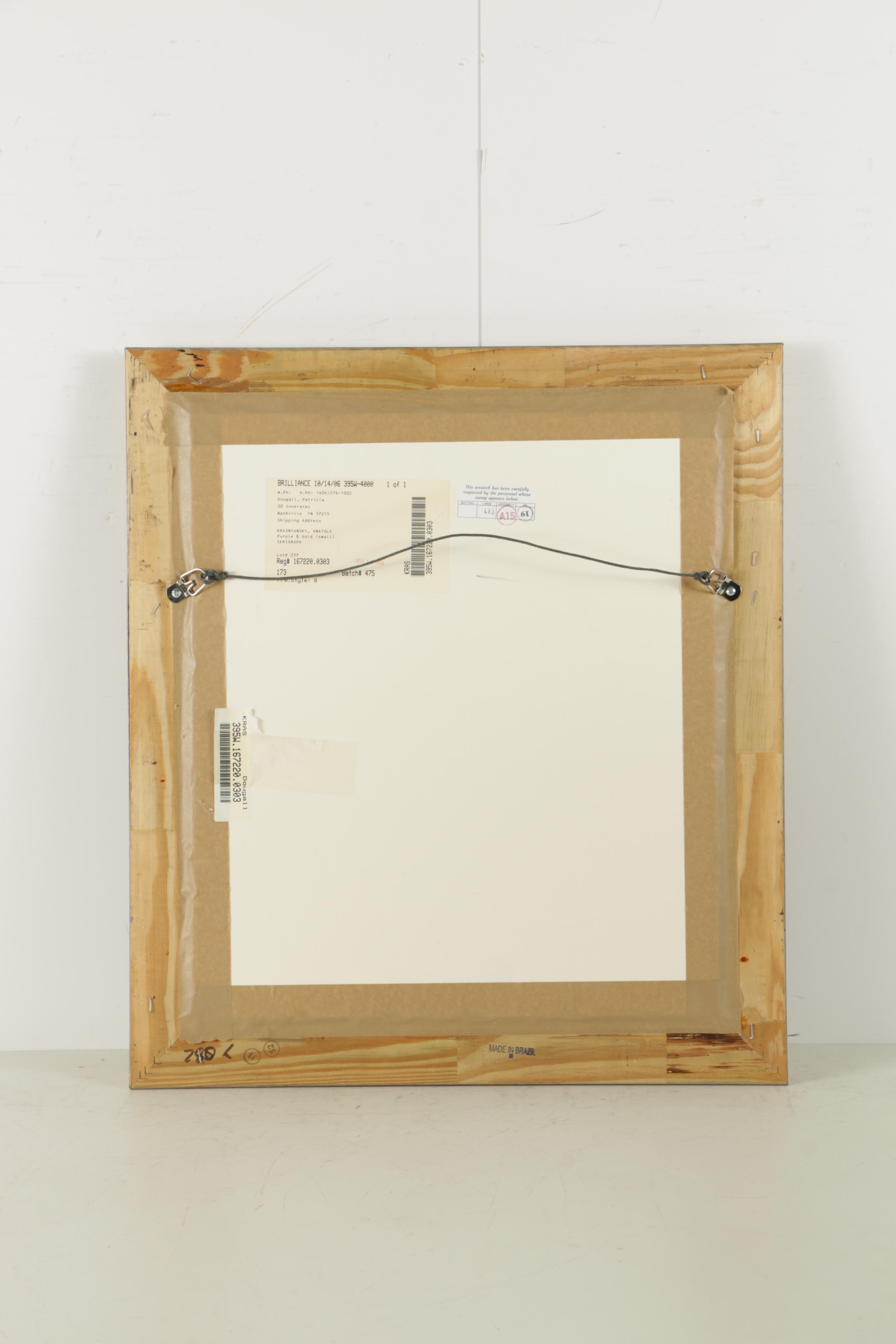 Anatole Krasnyansky Limited Edition Serigraph "Purple and Gold"