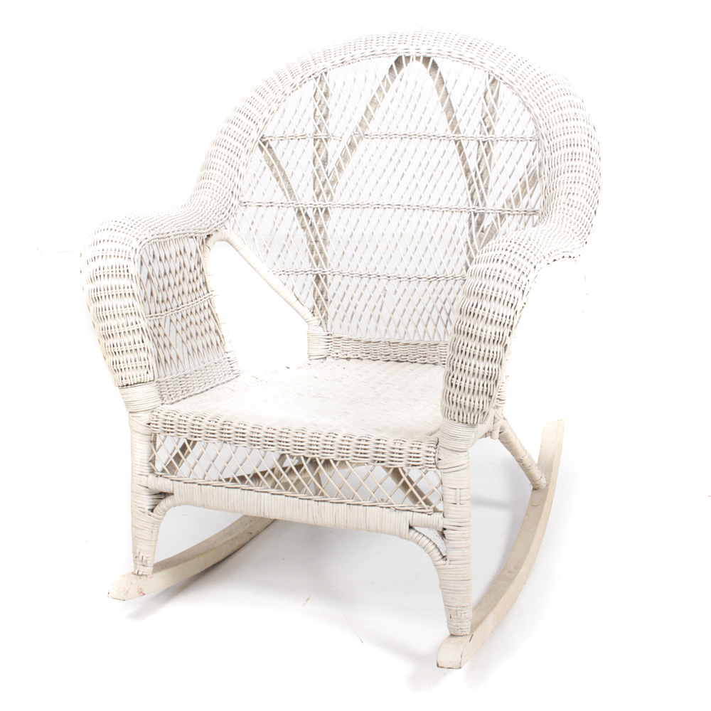 Vintage White Wicker Rocker