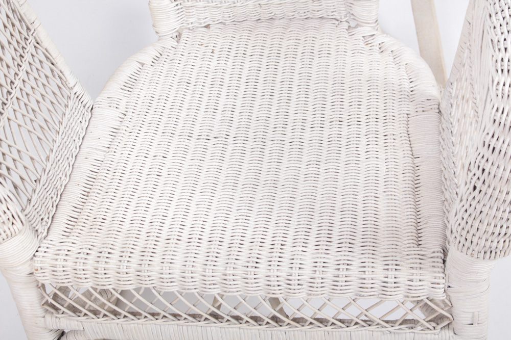 Vintage White Wicker Rocker