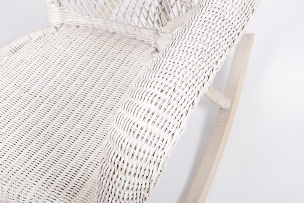 Vintage White Wicker Rocker