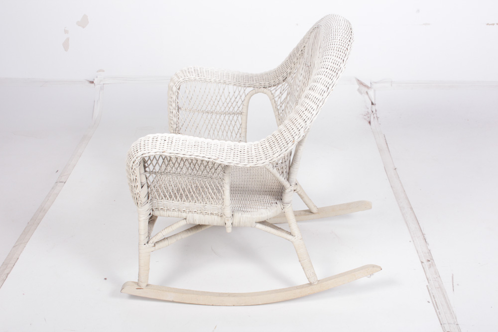 Vintage White Wicker Rocker
