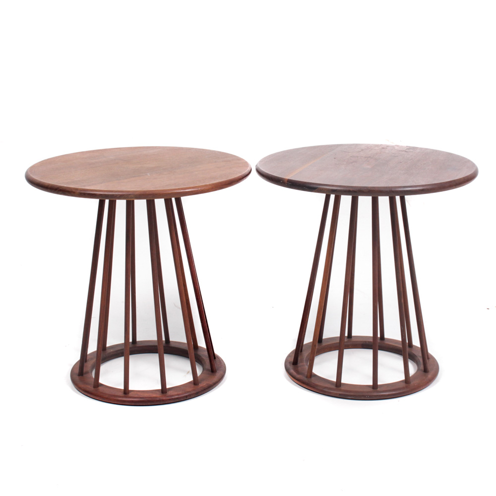 Arthur Umanoff Mid Century Modern Spindle Walnut Side Tables
