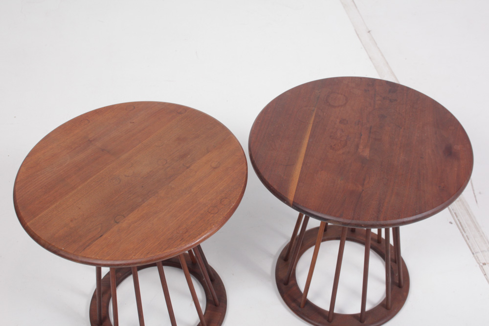 Arthur Umanoff Mid Century Modern Spindle Walnut Side Tables