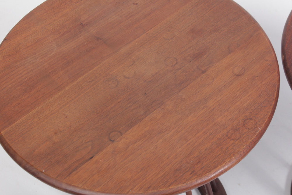 Arthur Umanoff Mid Century Modern Spindle Walnut Side Tables