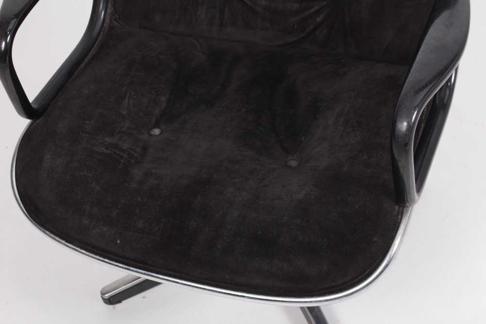 Vintage Knoll Charles Pollock Executive Armchair in Black Suede