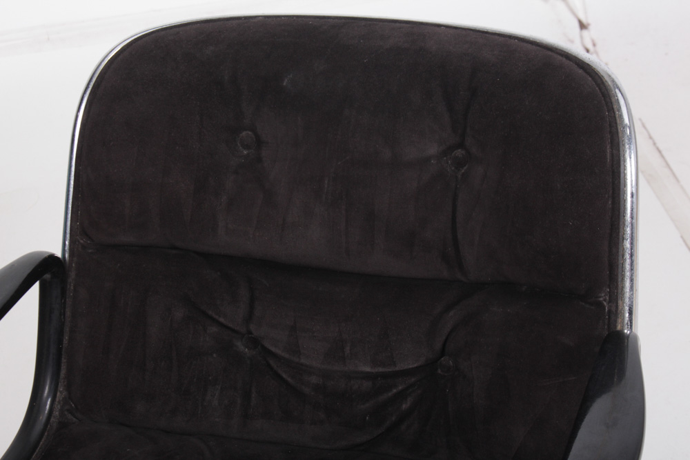 Vintage Knoll Charles Pollock Executive Armchair in Black Suede
