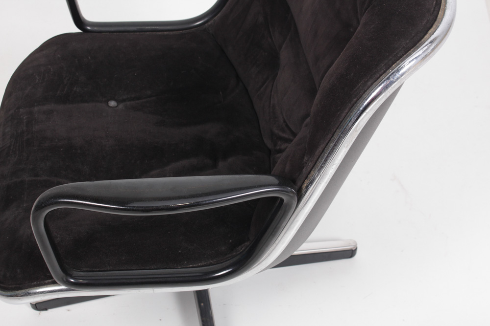 Vintage Knoll Charles Pollock Executive Armchair in Black Suede
