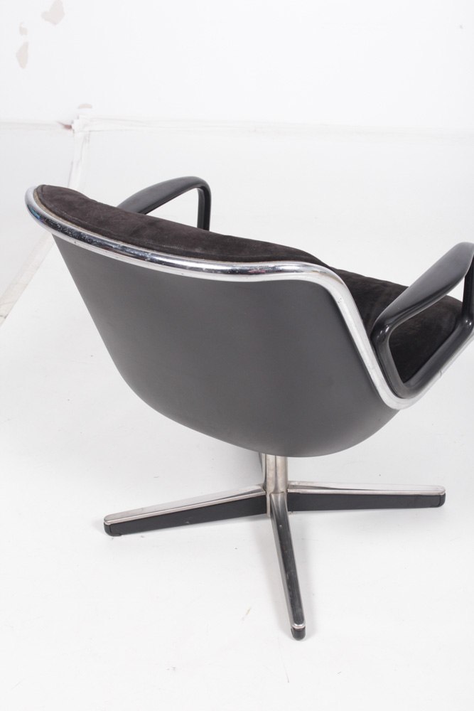 Vintage Knoll Charles Pollock Executive Armchair in Black Suede