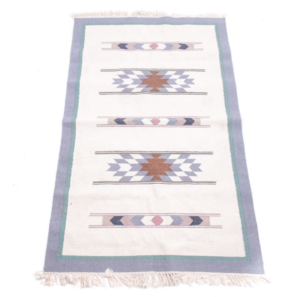 Hand-Woven Southwestern Flat Weave Rug
