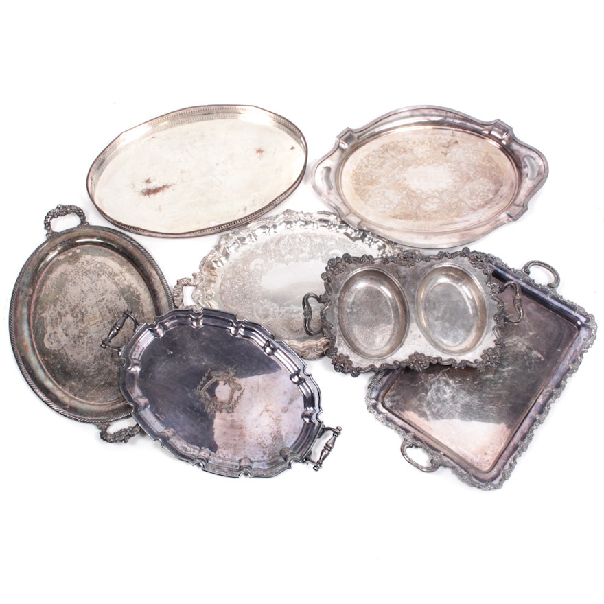 Elaborate Silver Plate Serving Trays