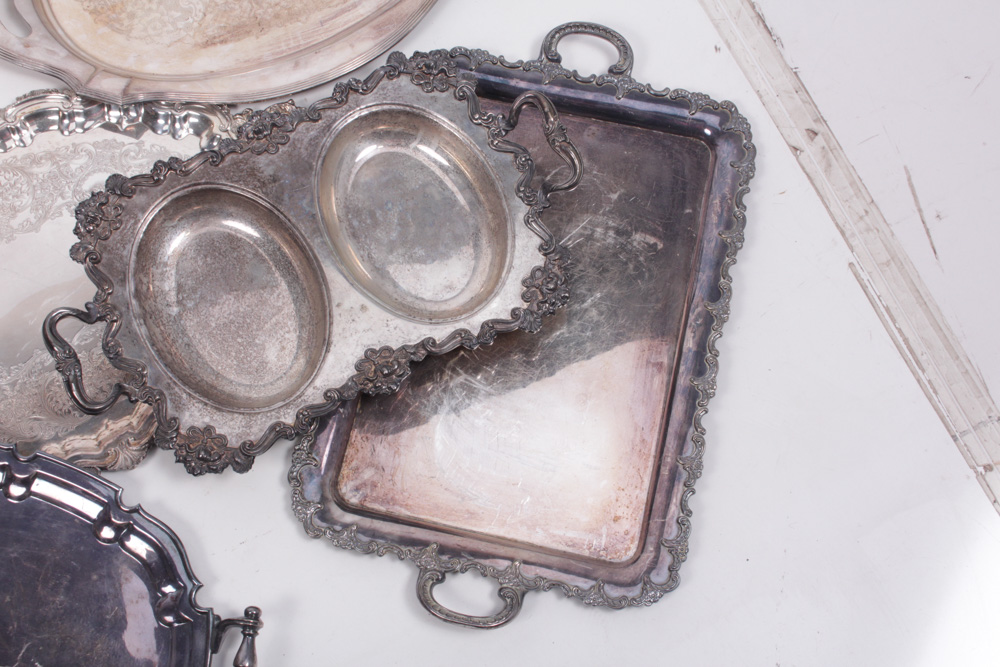 Elaborate Silver Plate Serving Trays