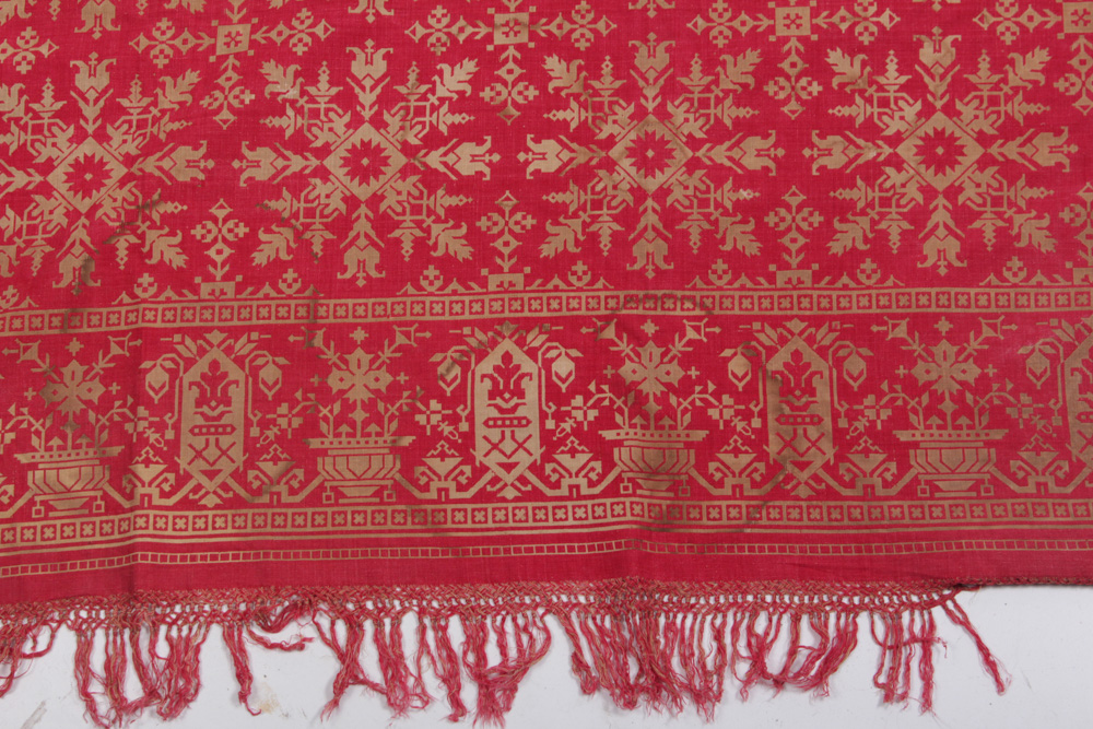 Antique Jacquard Weave Linen Tablecloth