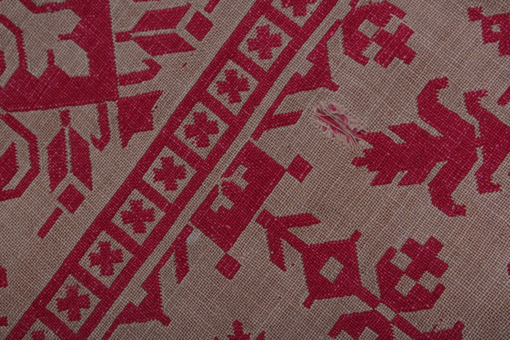 Antique Jacquard Weave Linen Tablecloth