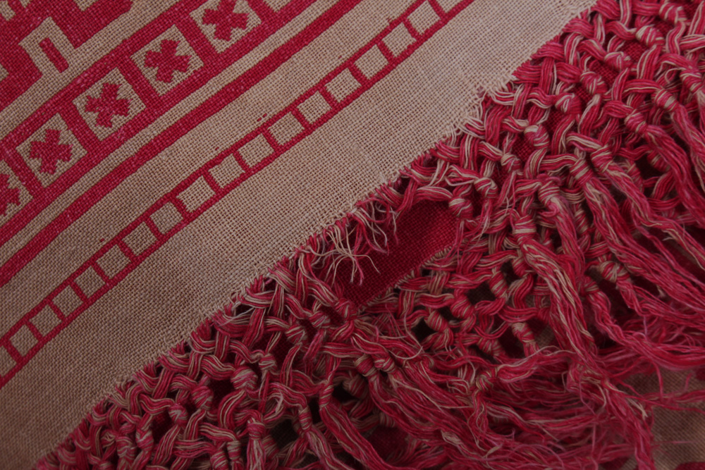 Antique Jacquard Weave Linen Tablecloth