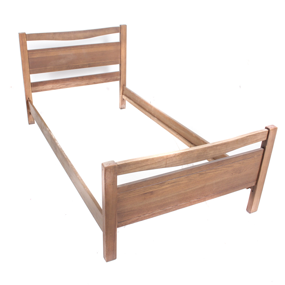 Twin Paneled Oak Bed