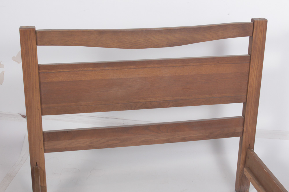 Twin Paneled Oak Bed