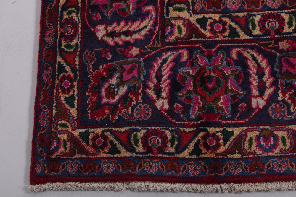 Vintage Hand-Knotted Persian Mashhad Room Size Rug