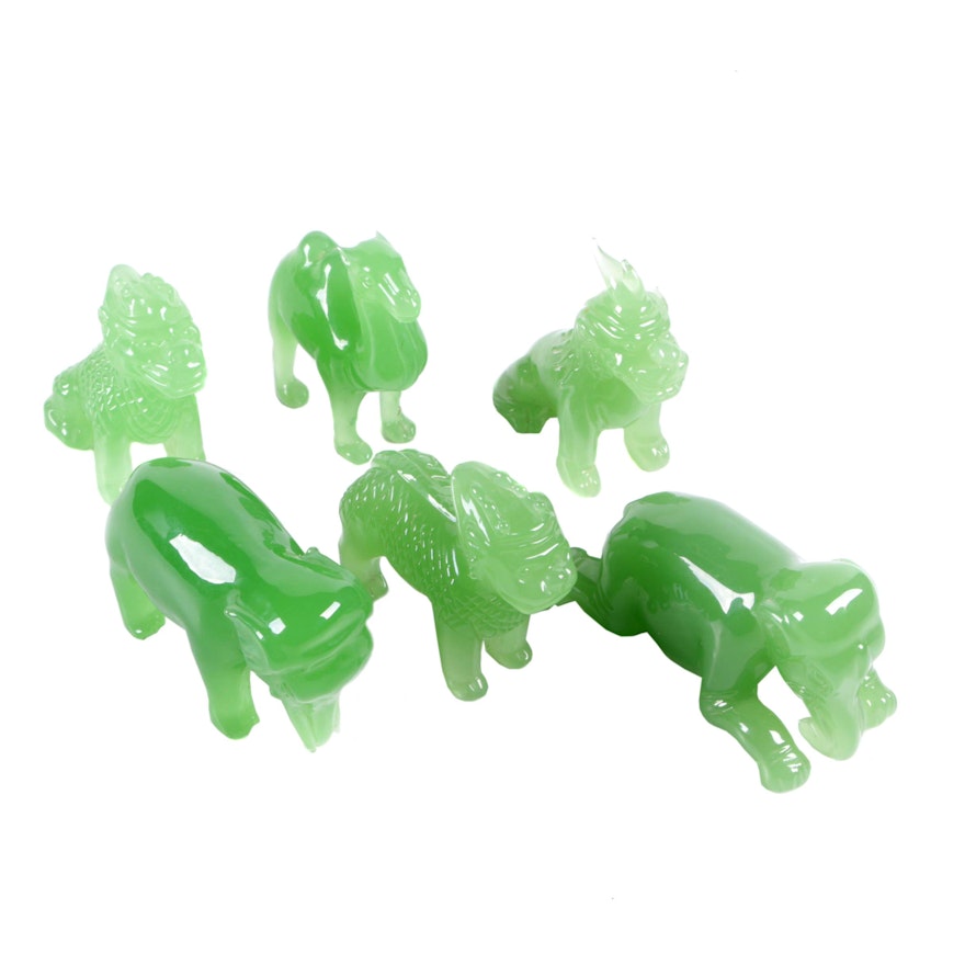 Asian Inspired Green Glass Animals