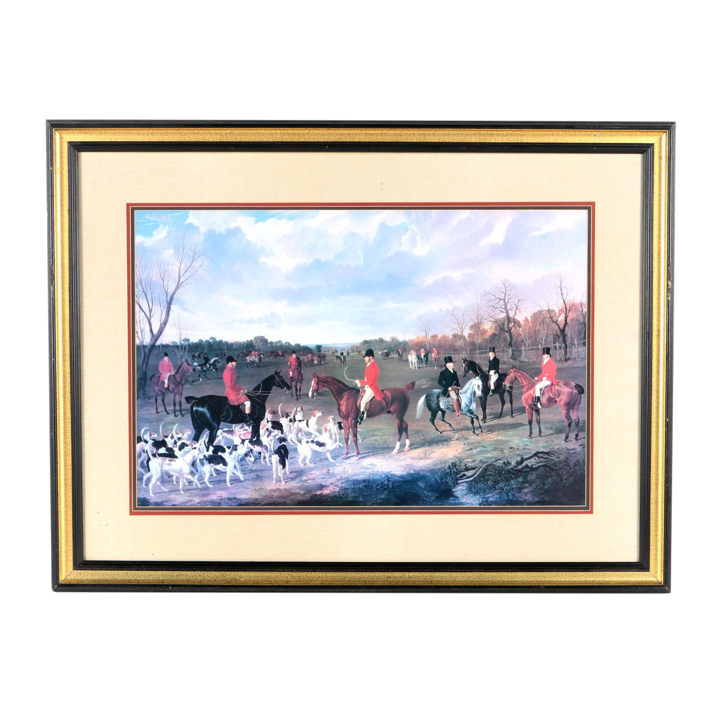 Reproduction Print on Paper After J. F. Herring of a Fox Hunt