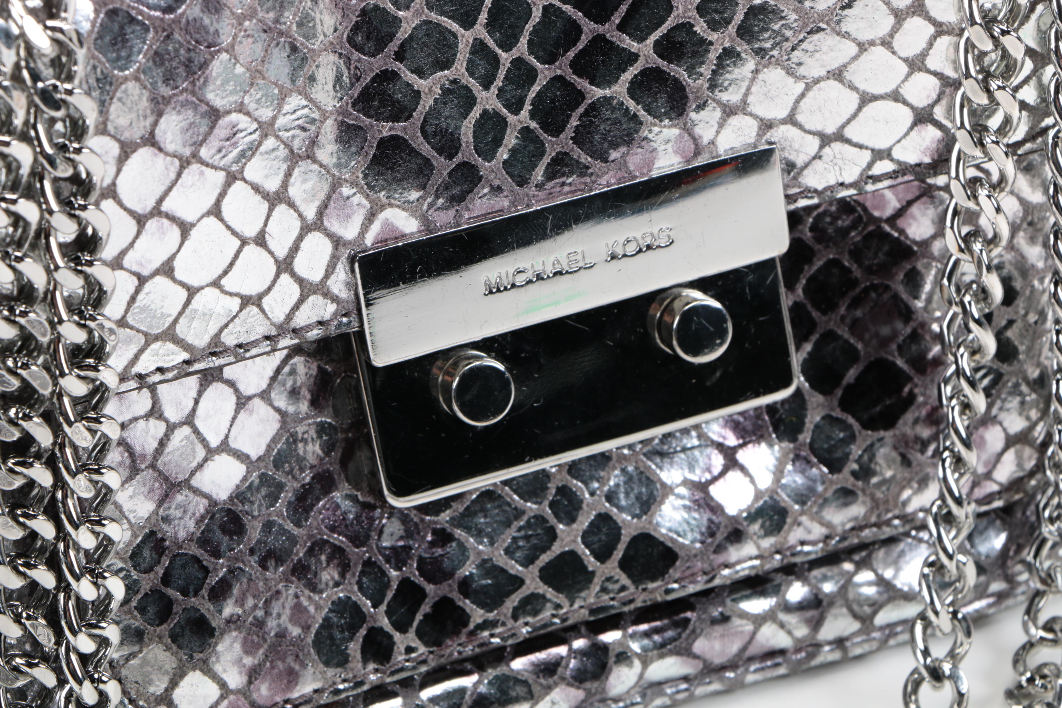 Michael Kors Silver Tone Embossed Bag