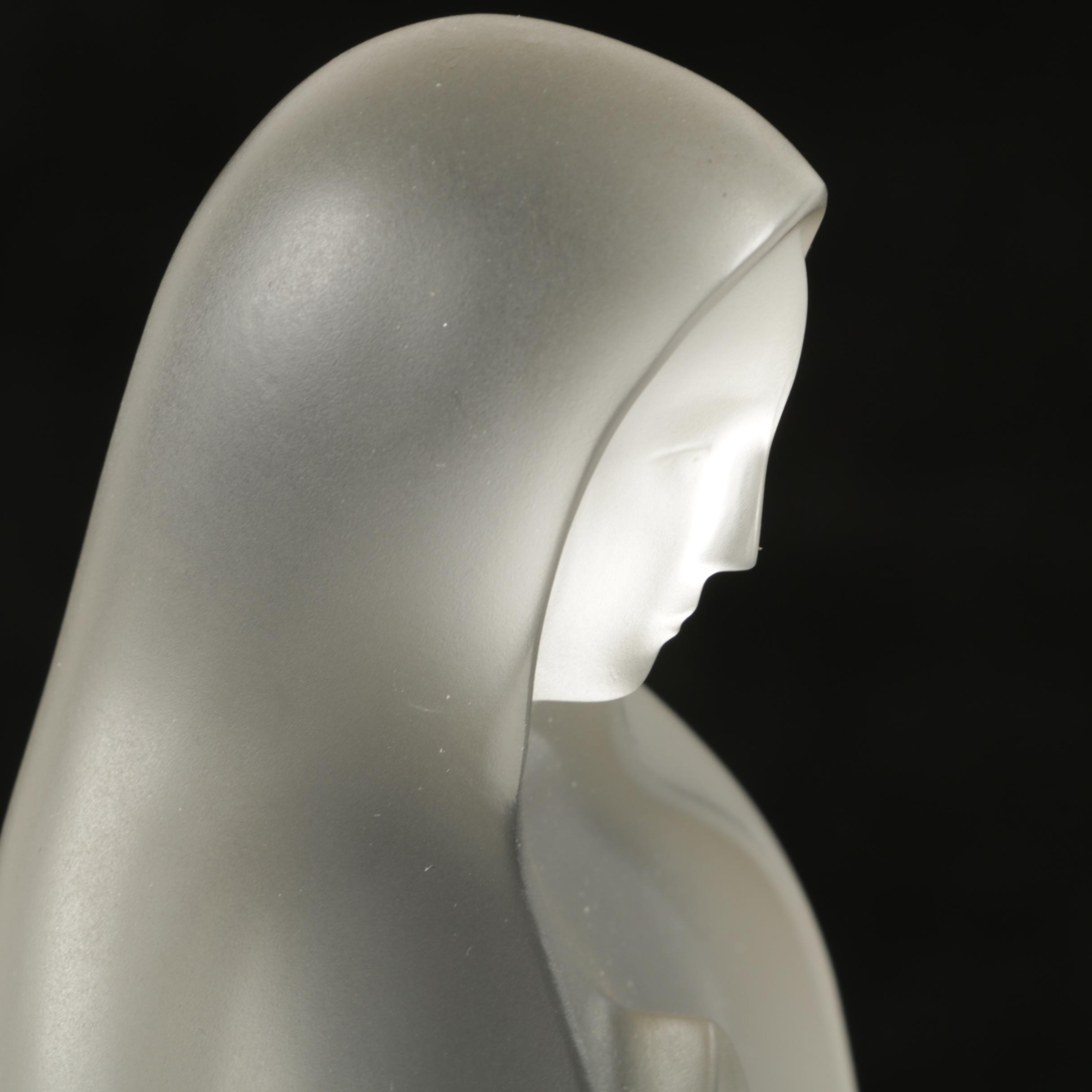 “Lalique France” Frosted Crystal Statue of The Madonna