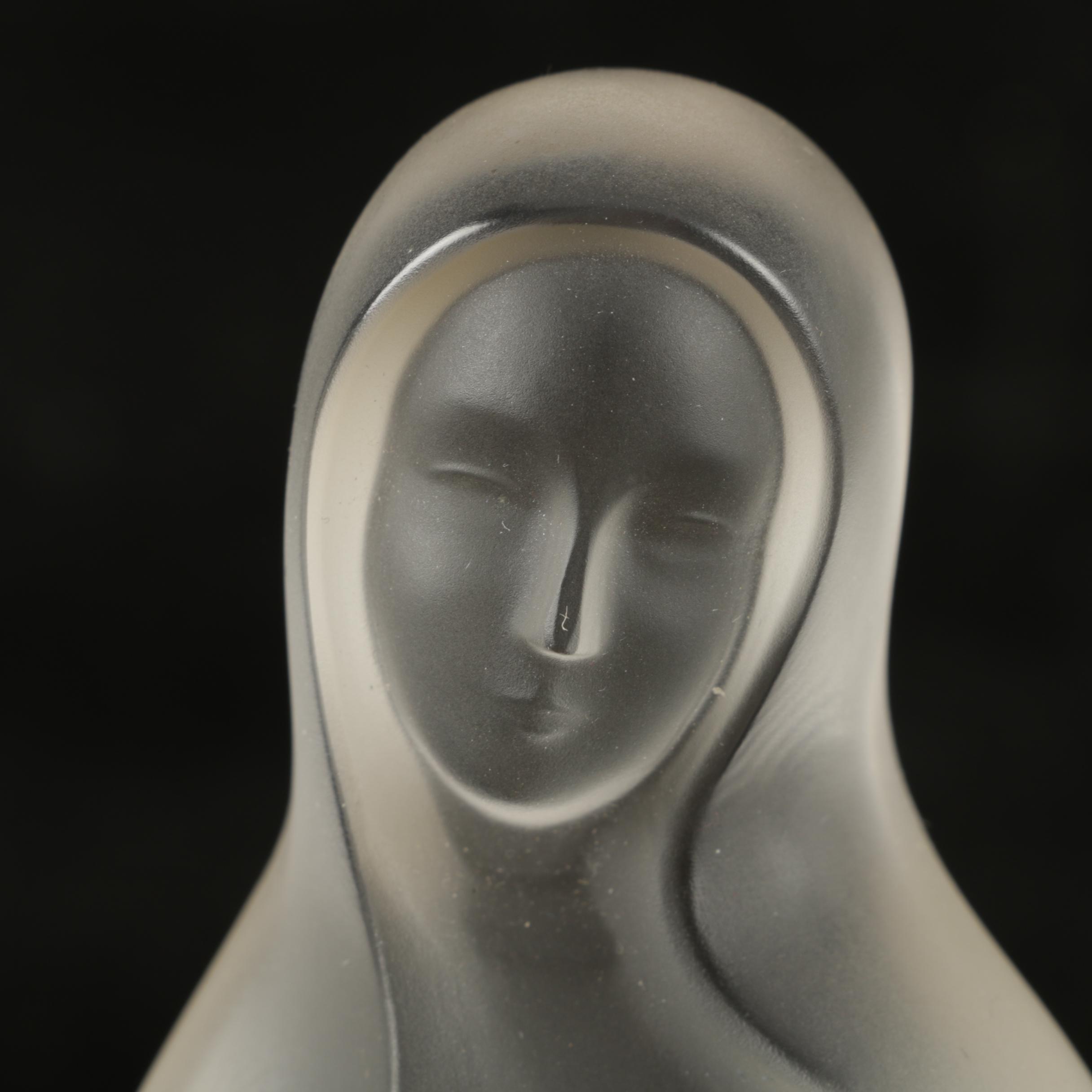 “Lalique France” Frosted Crystal Statue of The Madonna