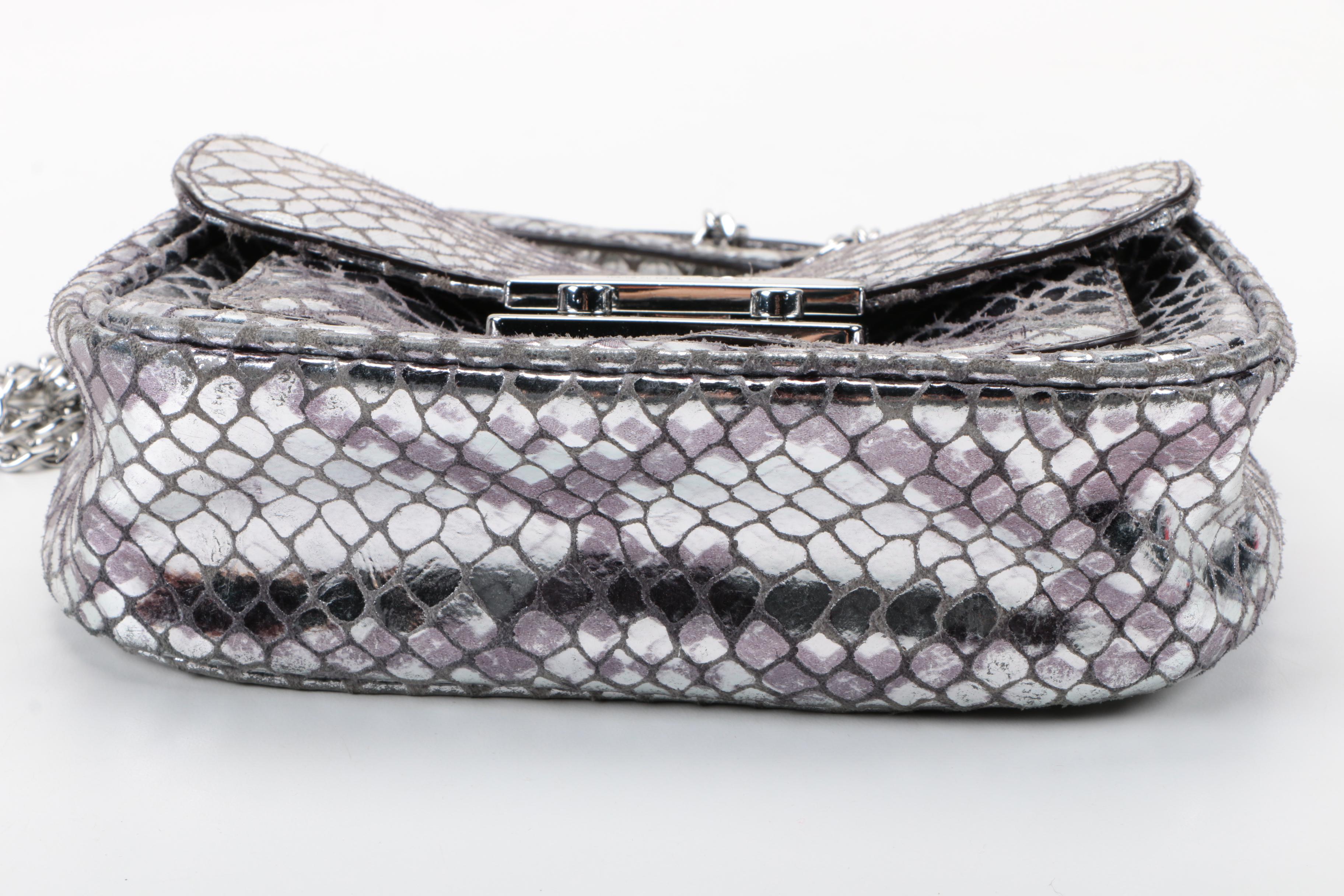 Michael Kors Silver Tone Embossed Bag