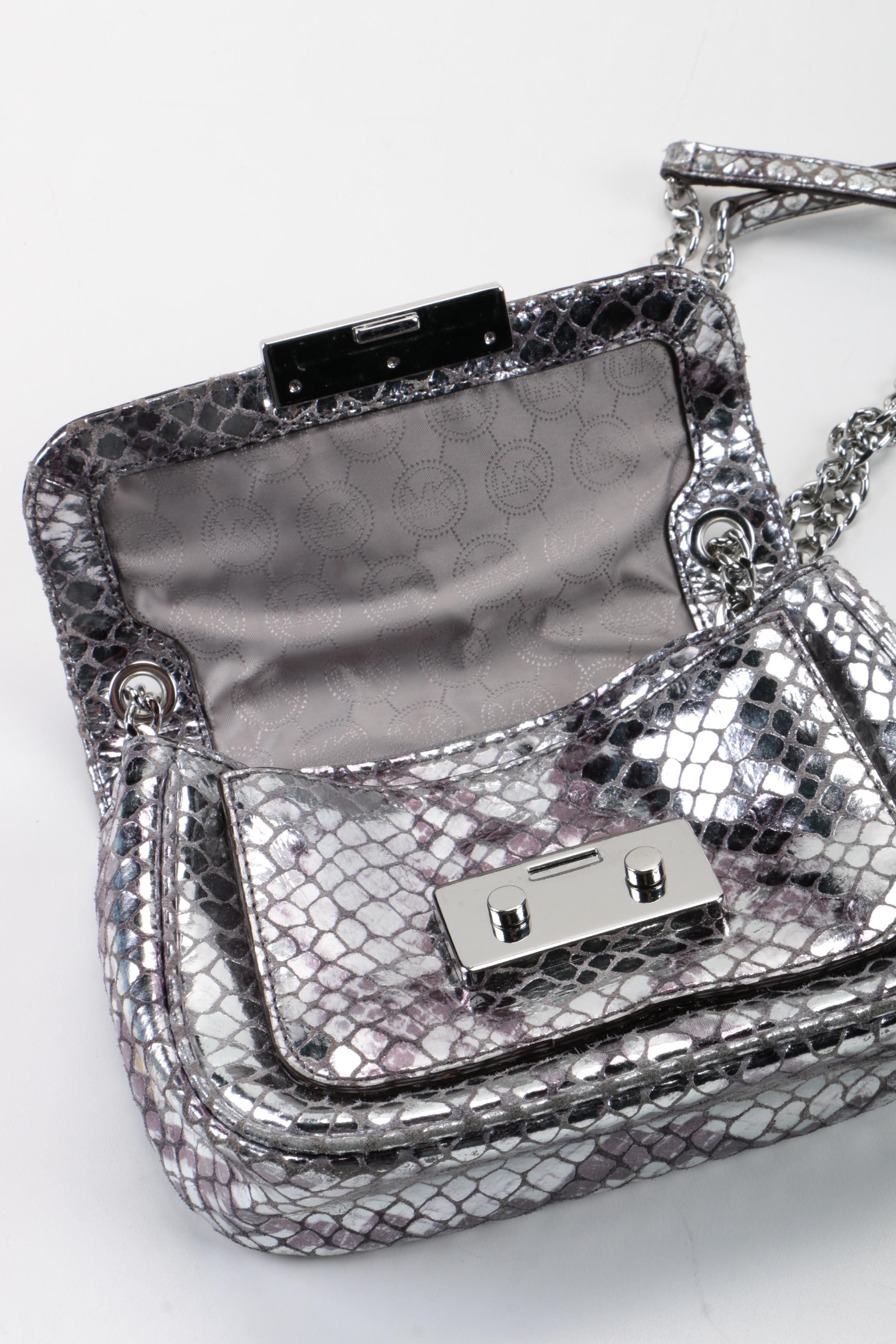Michael Kors Silver Tone Embossed Bag