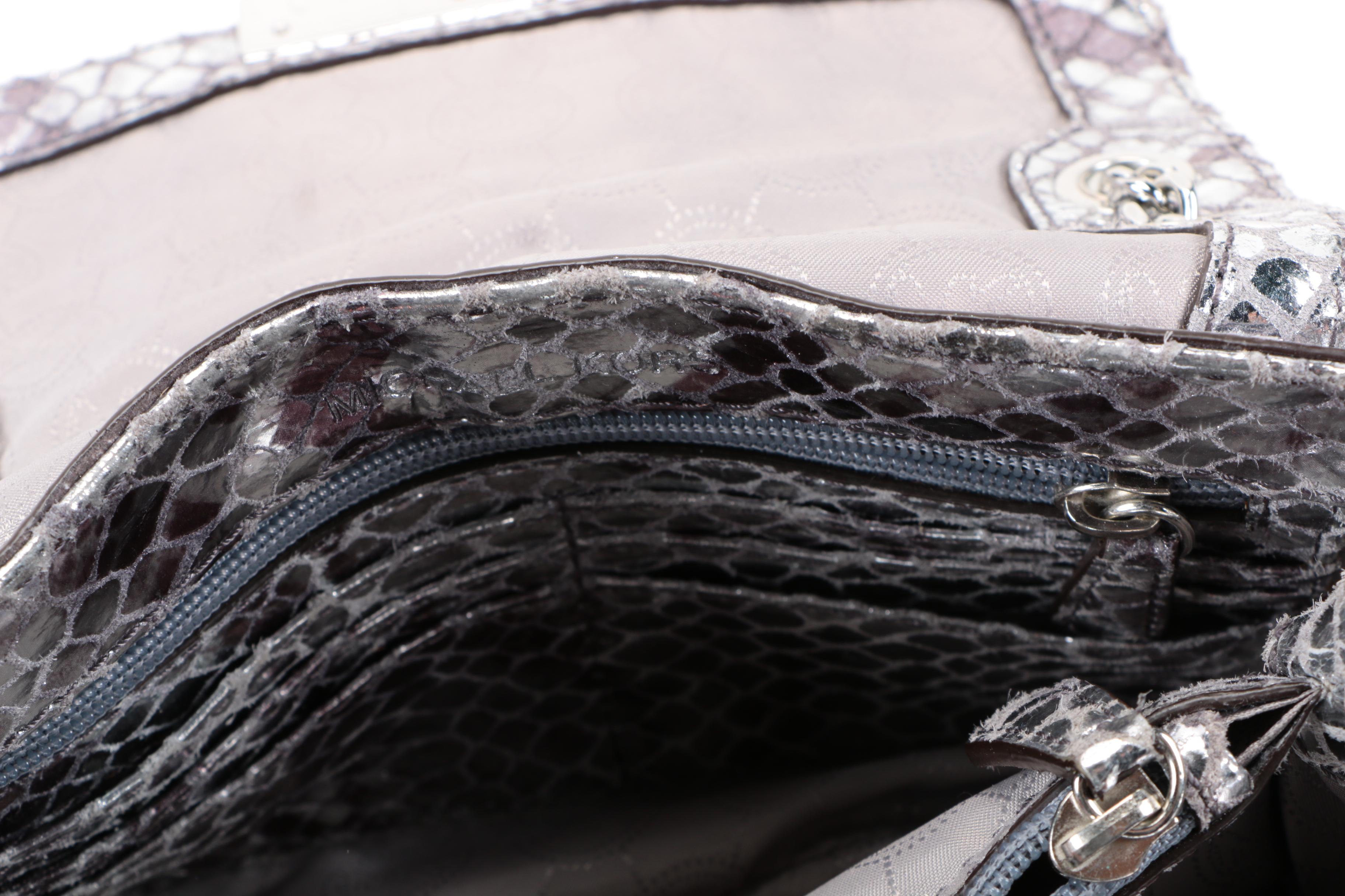 Michael Kors Silver Tone Embossed Bag