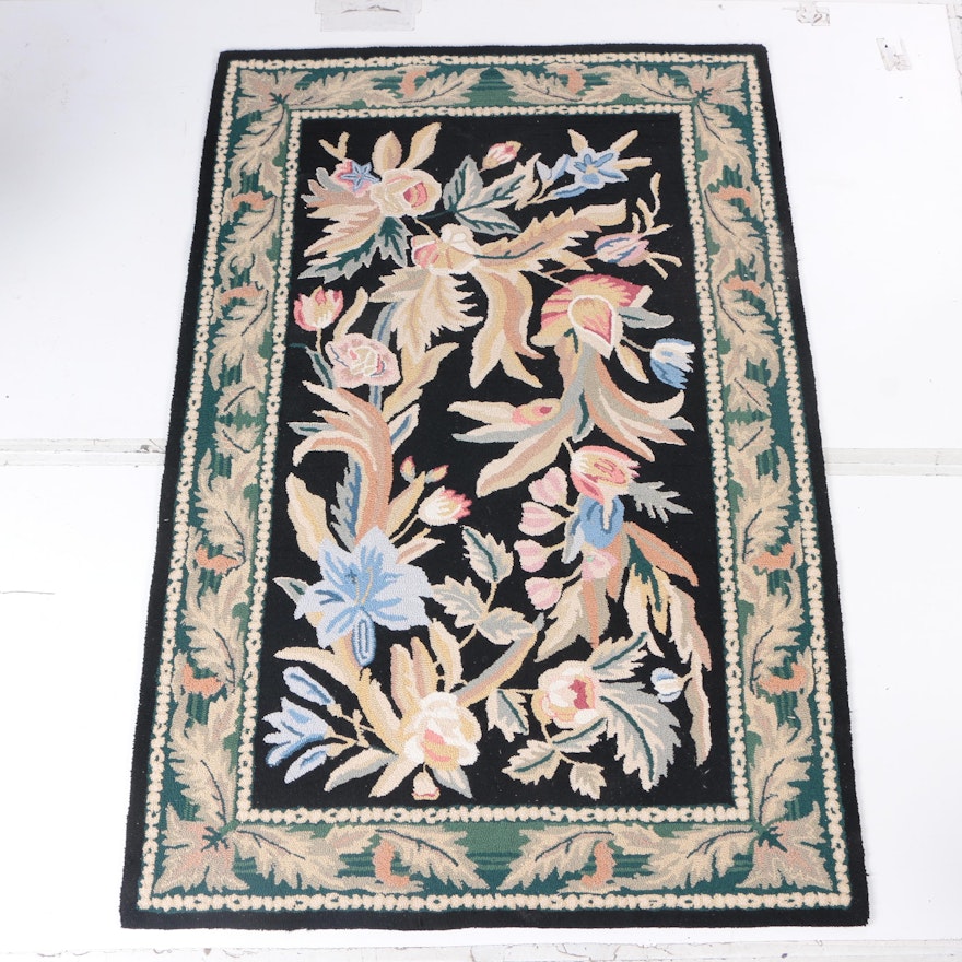 Hand-Hooked Indian Wool Area Rug