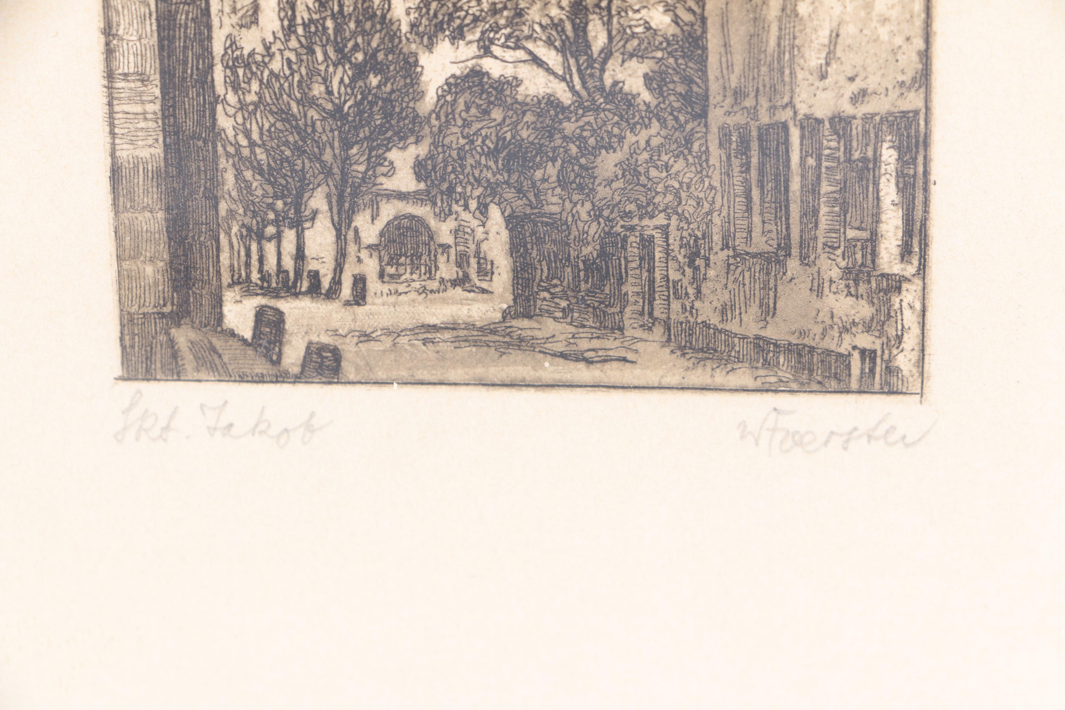 W. Foerster Etchings of Citiescapes