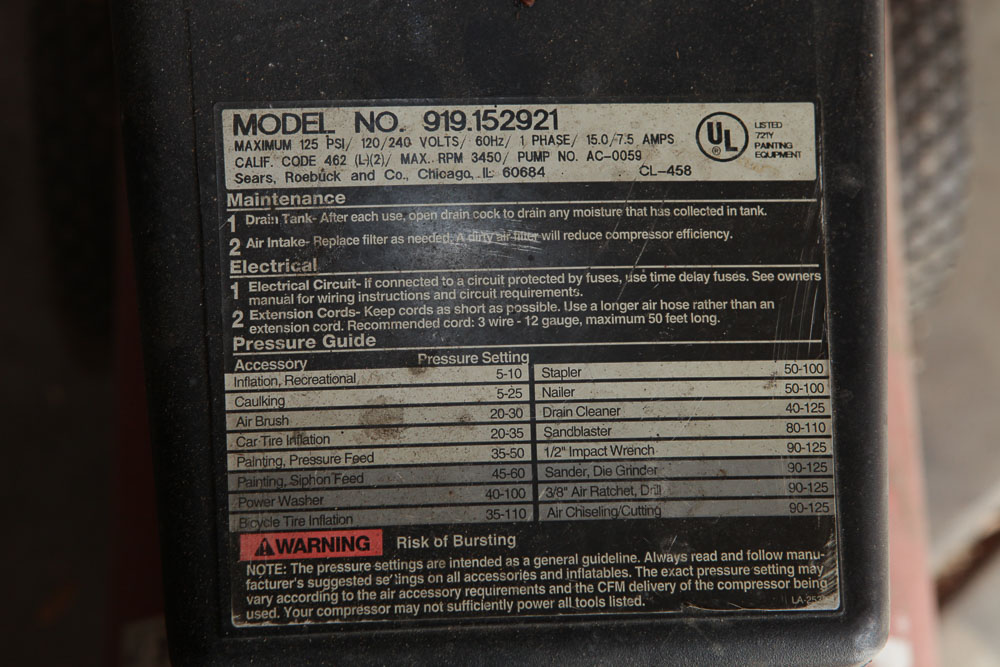 Craftsmith 4HP 25 Gallon Air Compressor