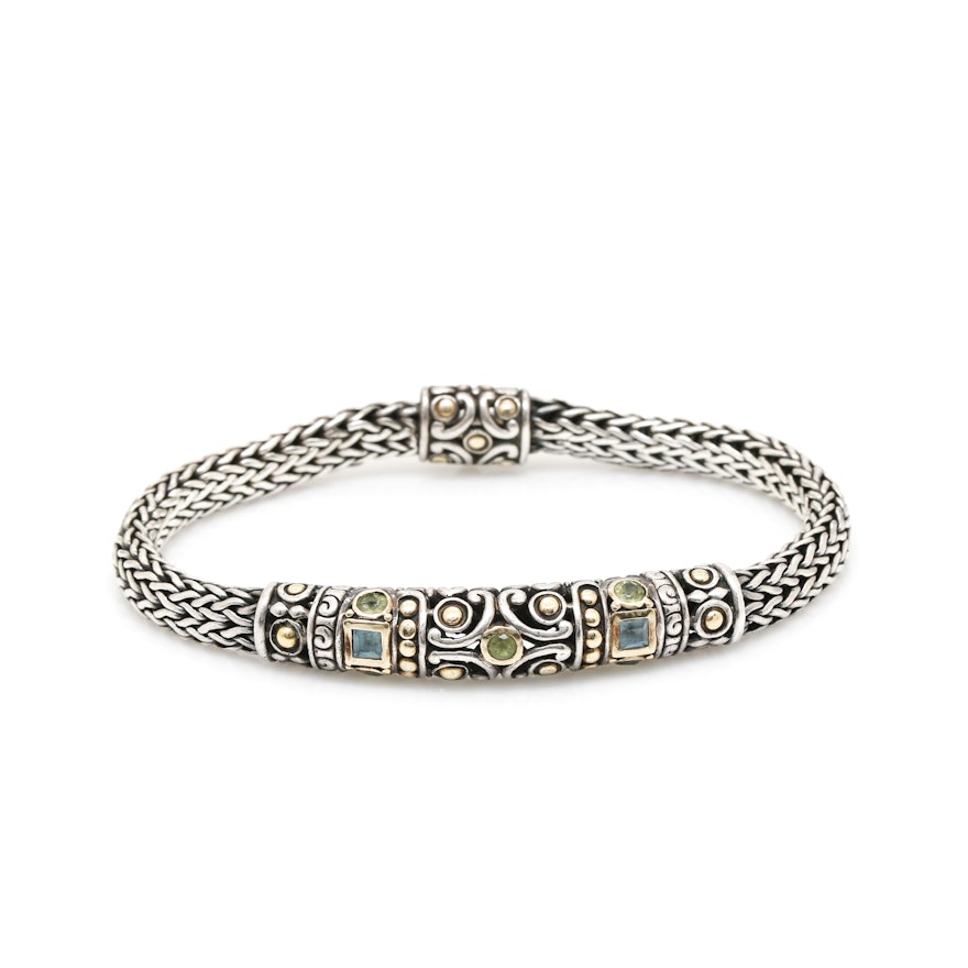 John Hardy Sterling Silver and Gemstone Bracelet With 18K Yellow Gold Accents