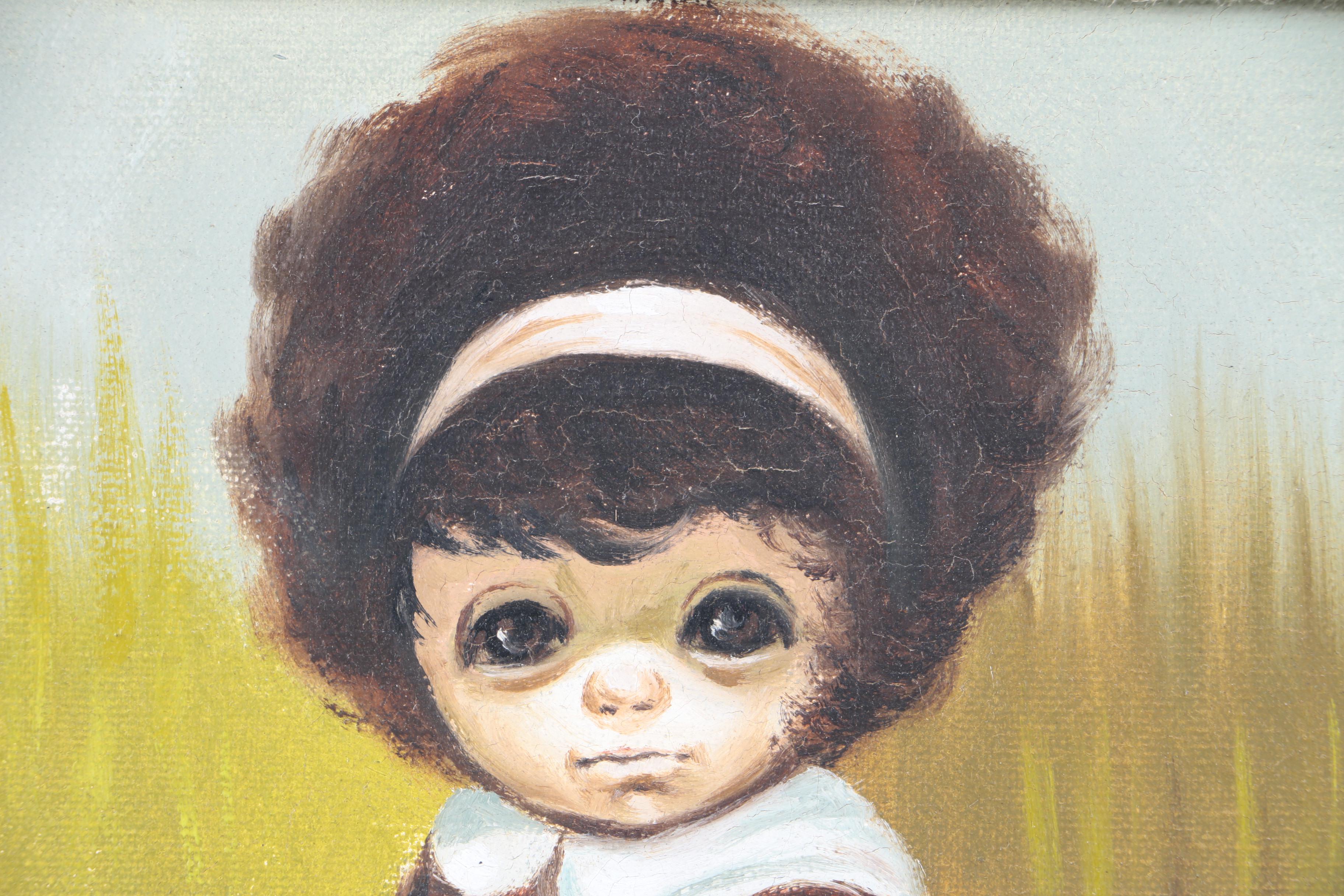 1960s Ray Oil Painting of a Little Girl
