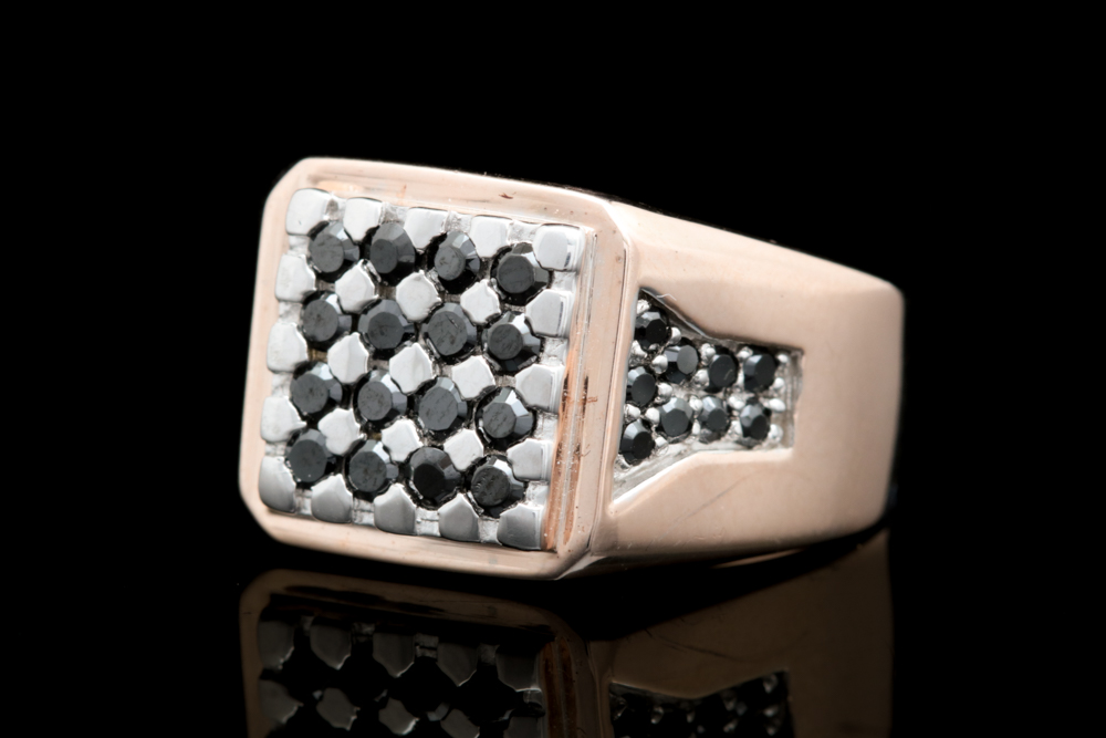 Gold Wash on Sterling Silver and Black Spinel Ring