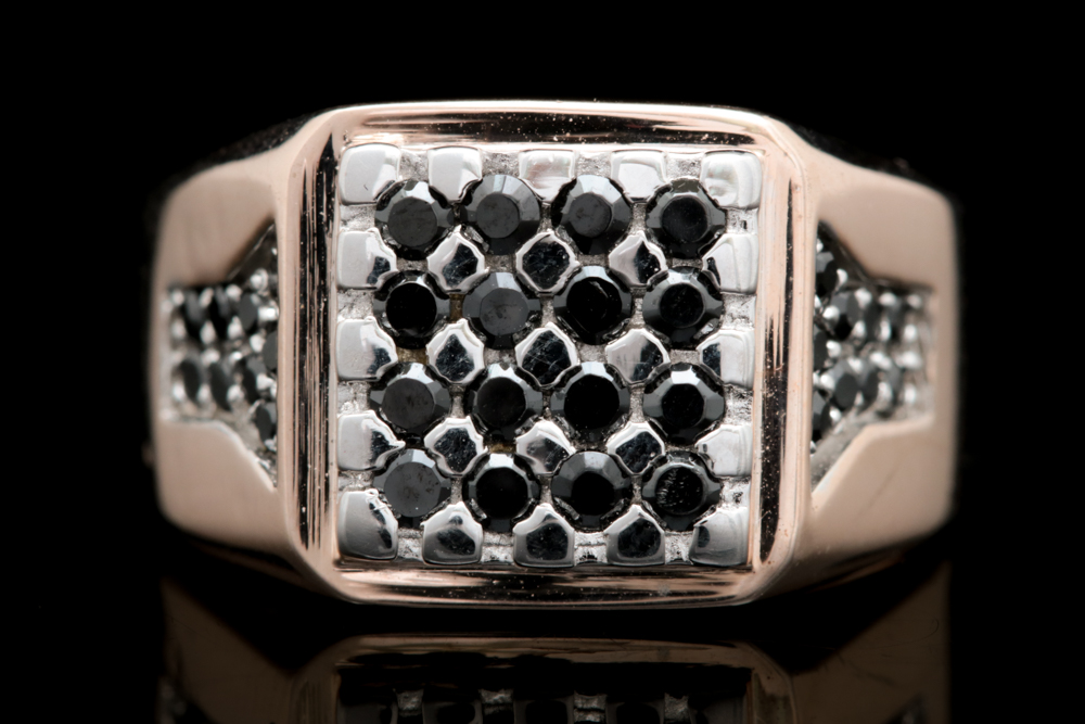 Gold Wash on Sterling Silver and Black Spinel Ring