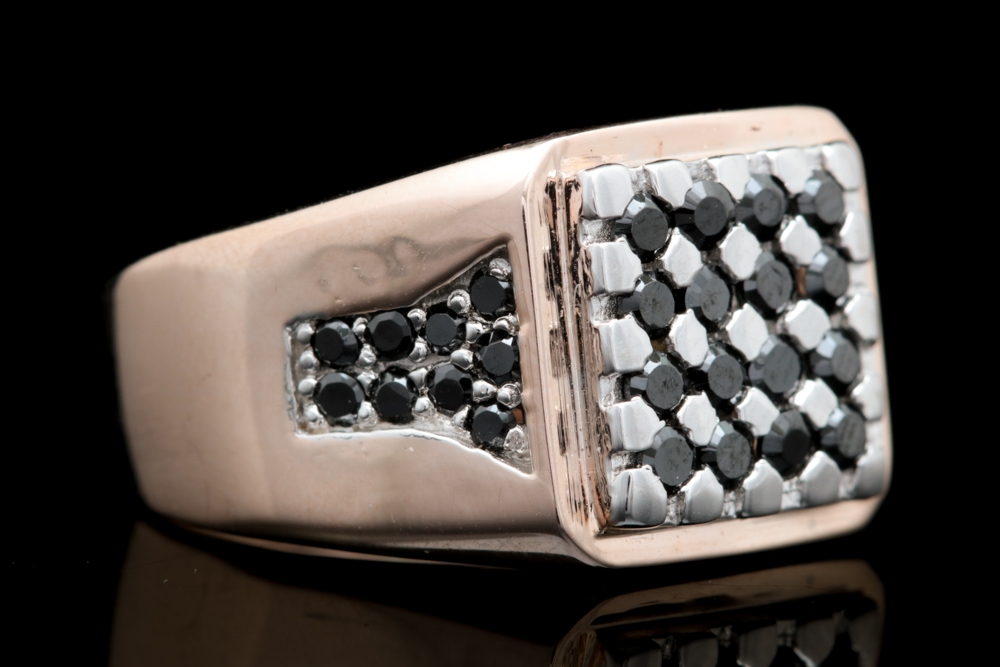 Gold Wash on Sterling Silver and Black Spinel Ring