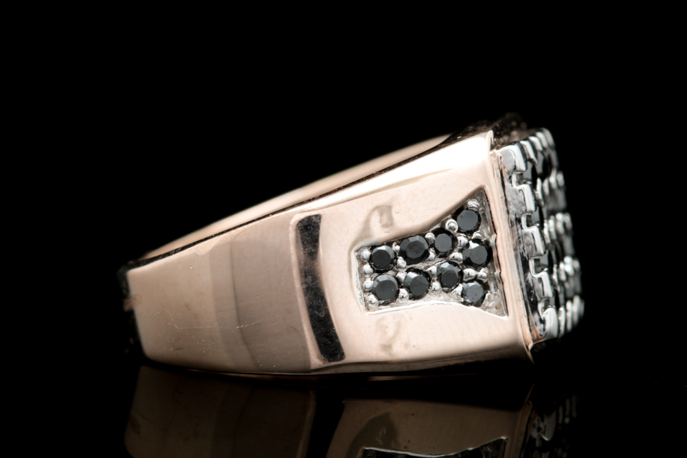 Gold Wash on Sterling Silver and Black Spinel Ring